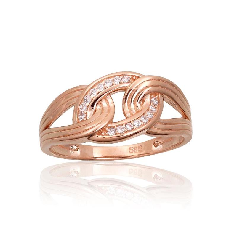 Gold ring, Red Gold 585°, Zirkons