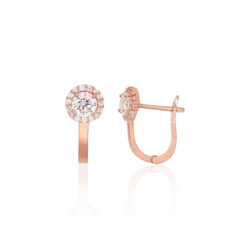 Zelta auskari ar 'angļu' slēdzēju, Sarkanais Zelts 585°, Cirkoni