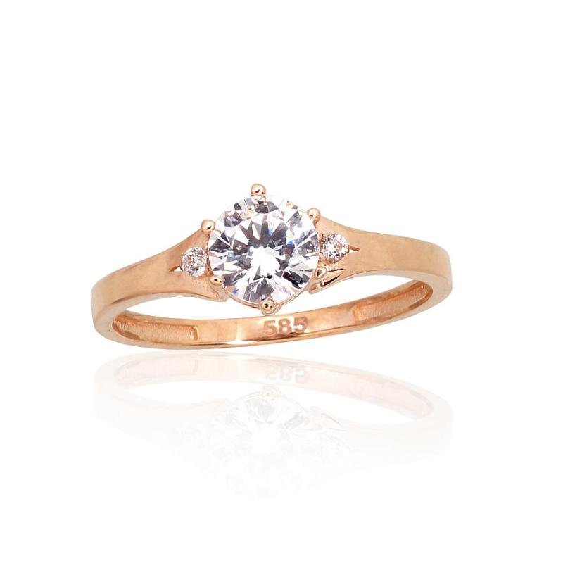 Золотое кольцо, Красное Золото 585°, Цирконы