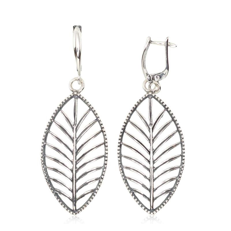 Серебряные серьги на английском замке, Серебро 925°, оксид (покрытие)