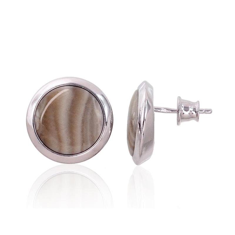 Silver stud earrings, Silver 925°, Rhodium (Plating), Flint