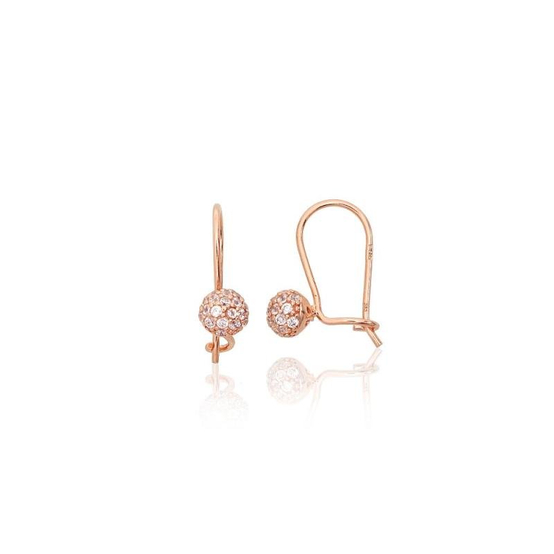 Gold hook earrings, Red Gold 585°, Zirkons