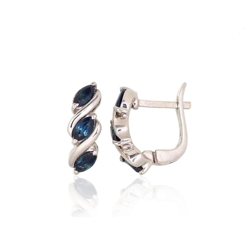 Sidabriniai auskarai, Sidabras 925°, rodis (padengti), Safyras