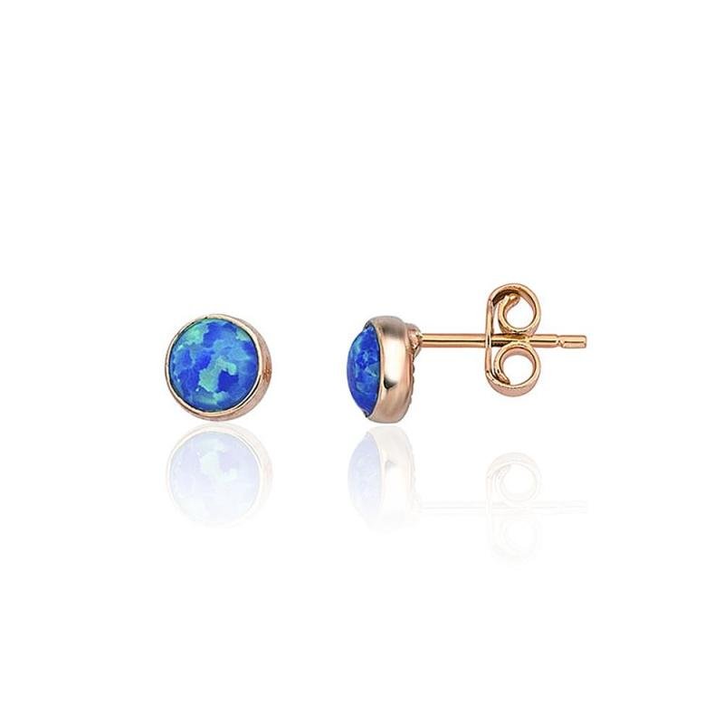 Gold classic studs earrings, Red Gold 585°, Opalit