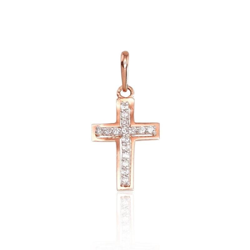 Gold pendant, White/Red Gold 585°, Zirkons