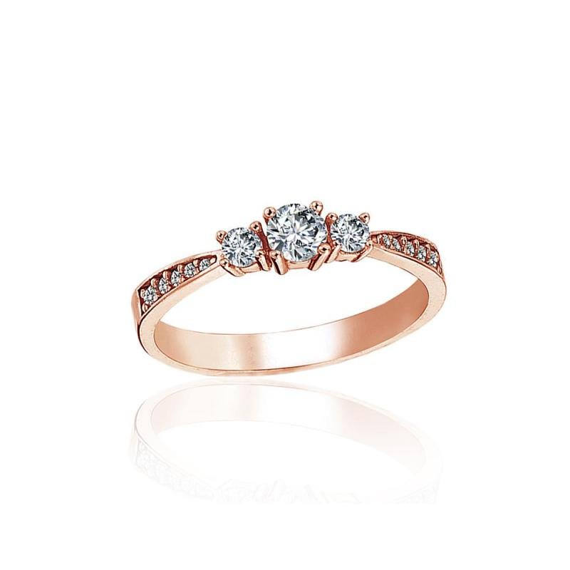 Gold ring, Red Gold 585°, Zirkons