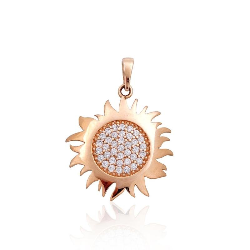 Gold pendant, Red Gold 585°, Zirkons