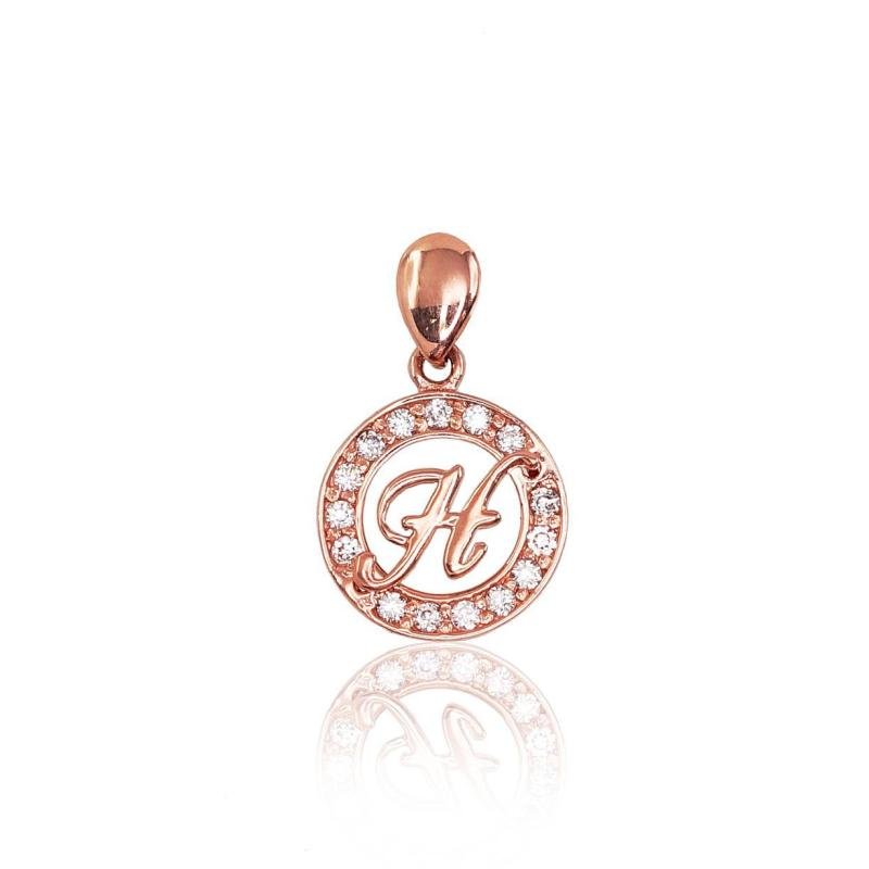 Gold pendant, Red Gold 585°, Zirkons