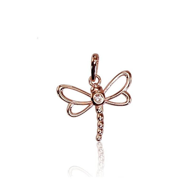 Gold pendant, Red Gold 585°, Zirkons