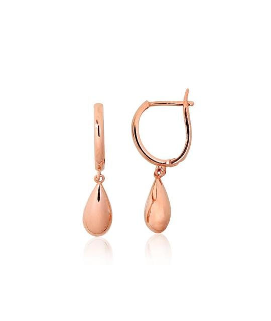 Gold earrings with 'english' lock, Red Gold 585°