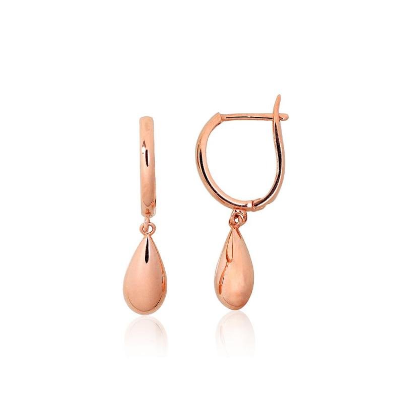 Gold earrings with 'english' lock, Red Gold 585°