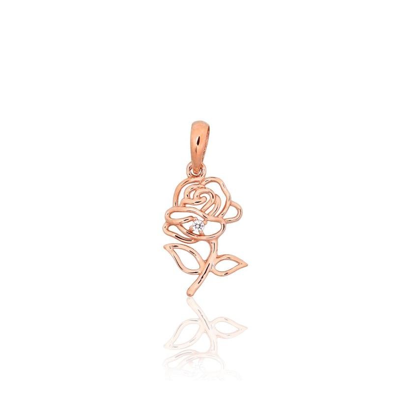 Gold pendant, Red Gold 585°, Zirkons