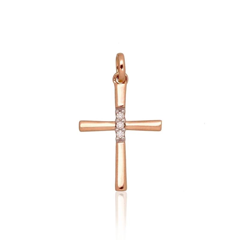 Gold pendant, Red Gold 585°, Rhodium (Plating), Diamonds