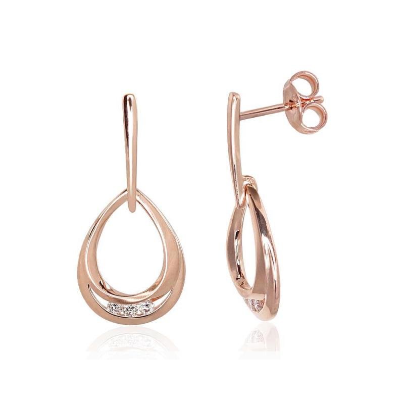 Kullast naelkõrvarõngad, Punane Kuld 585°, Briljant