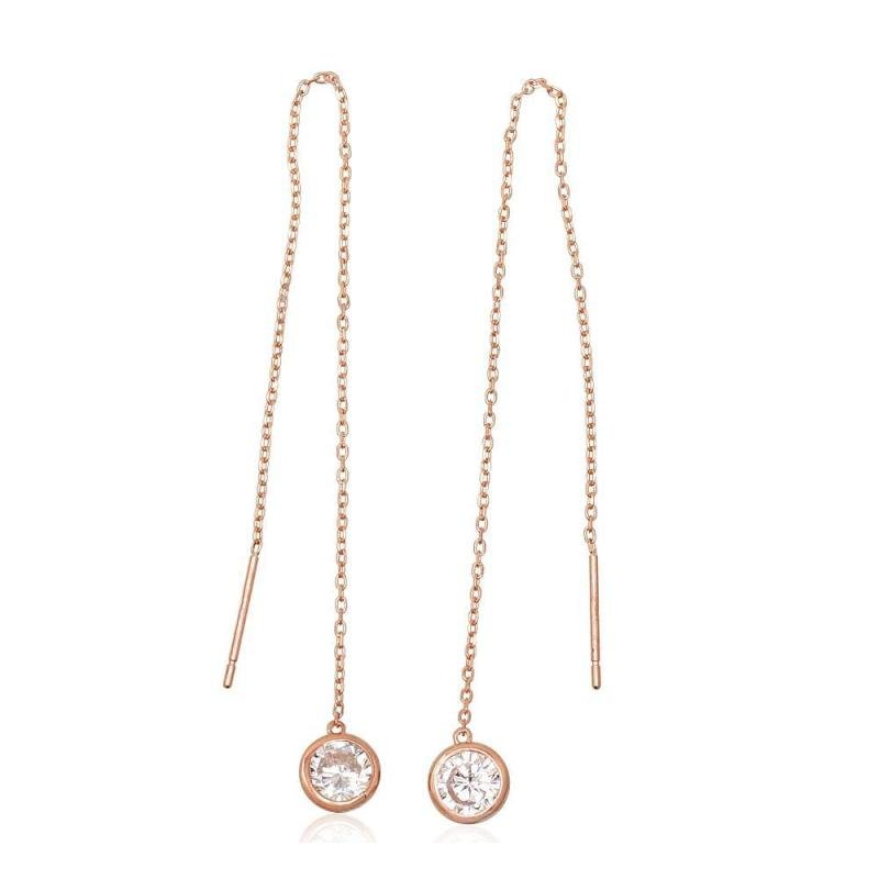 Gold Earrings, Red Gold 585°, Zirkons