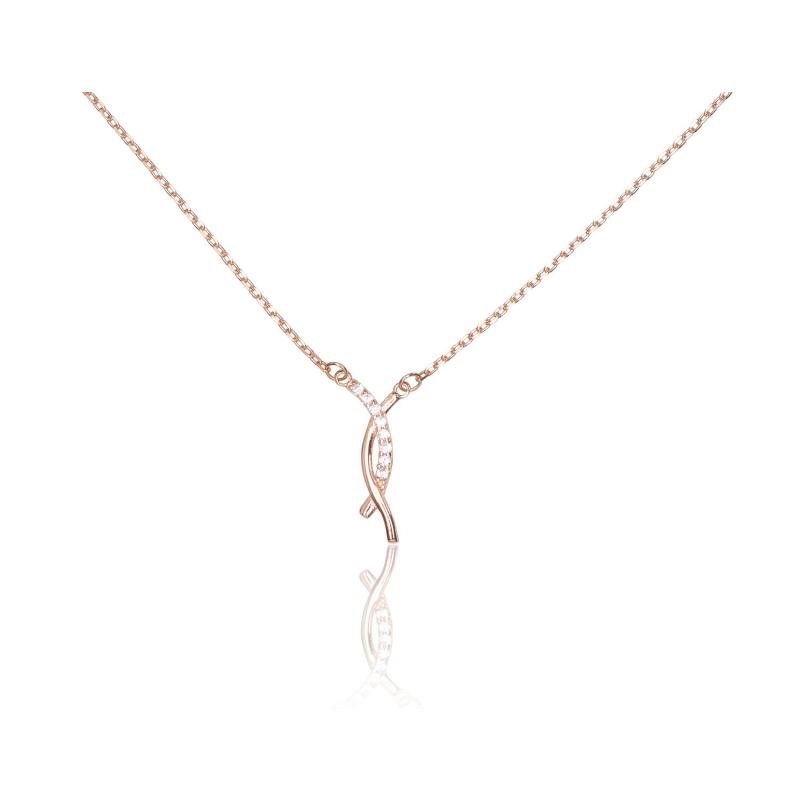 Gold necklace, Red Gold 585°, Zirkons