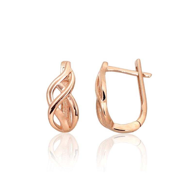 Gold earrings with 'english' lock, Red Gold 585°