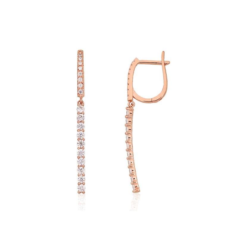 Zelta auskari ar 'angļu' slēdzēju, Sarkanais Zelts 585°, Cirkoni