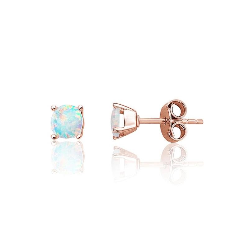 Gold classic studs earrings, Red Gold 585°, Opalit