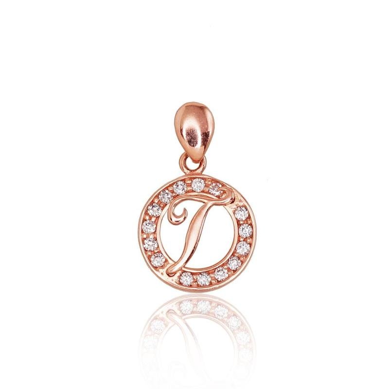 Gold pendant, Red Gold 585°, Zirkons