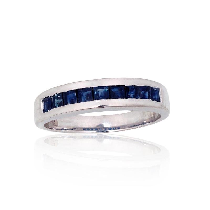 Silver ring, Silver 925°, Rhodium (Plating), Sapphire