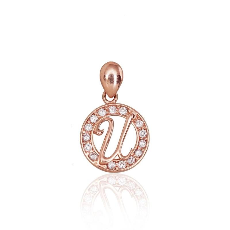 Gold pendant, Red Gold 585°, Zirkons