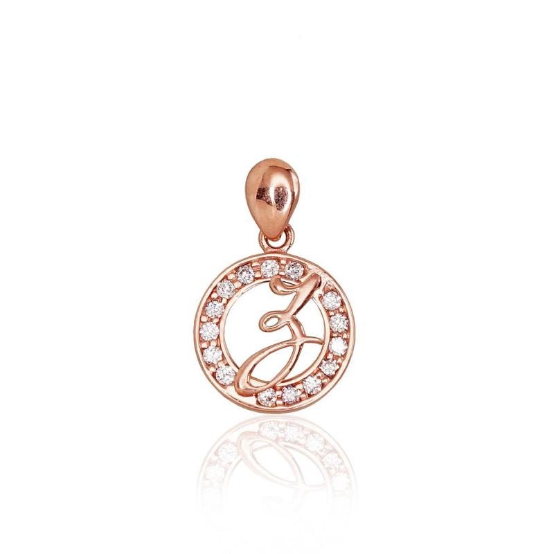 Gold pendant, Red Gold 585°, Zirkons