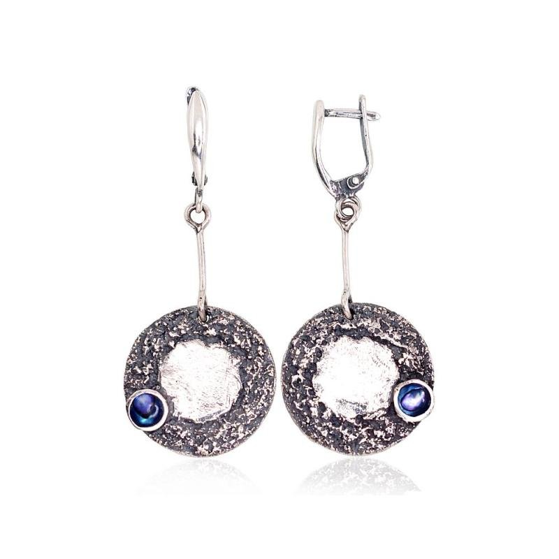 Silver earrings, Silver 925°, oxide (Plating), Mother-of-pearl