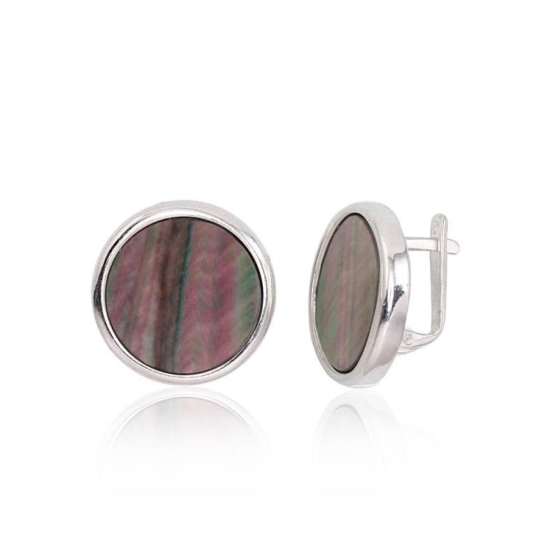 Silver earrings with 'english' lock, Silver 925°, Mother-of-pearl