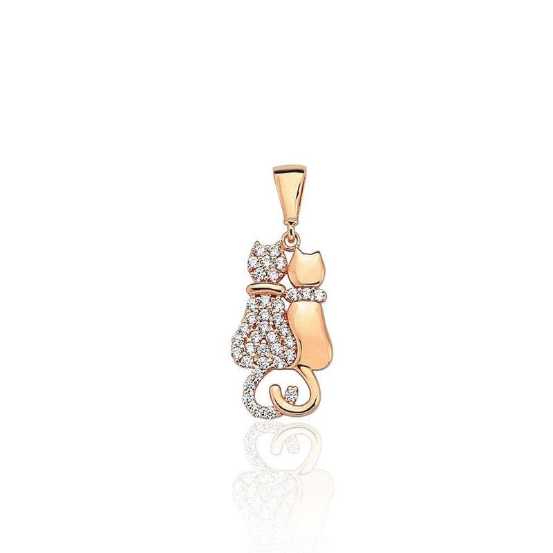 Gold pendant, Red Gold 585°, Zirkons