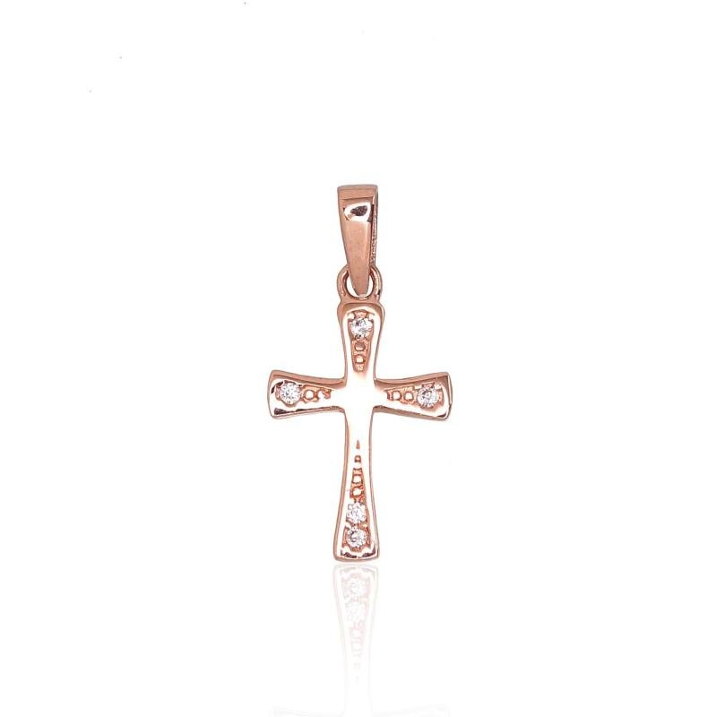 Gold pendant, Red Gold 585°, Zirkons