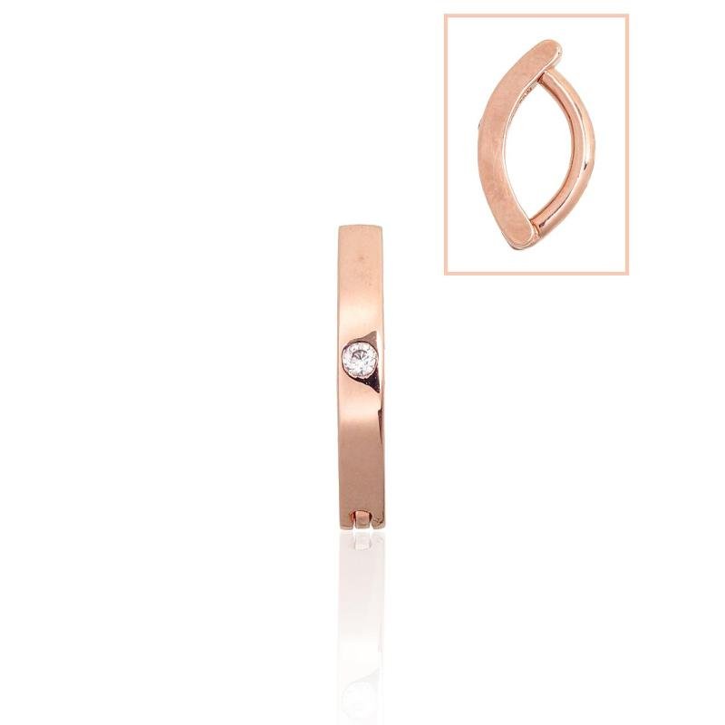 Золотой пирсинг в пупок, Красное Золото 585°, Цирконы