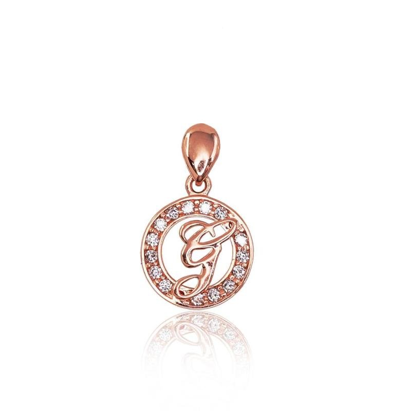 Gold pendant, Red Gold 585°, Zirkons