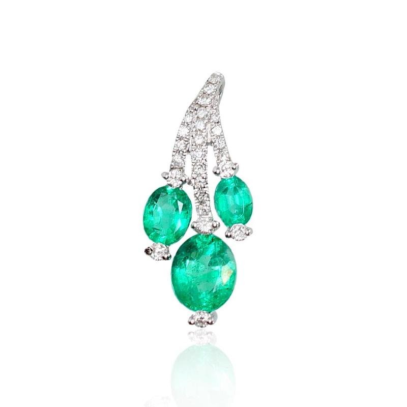 Kuldripats, Valge Kuld 585°, Briljant, Smaragd