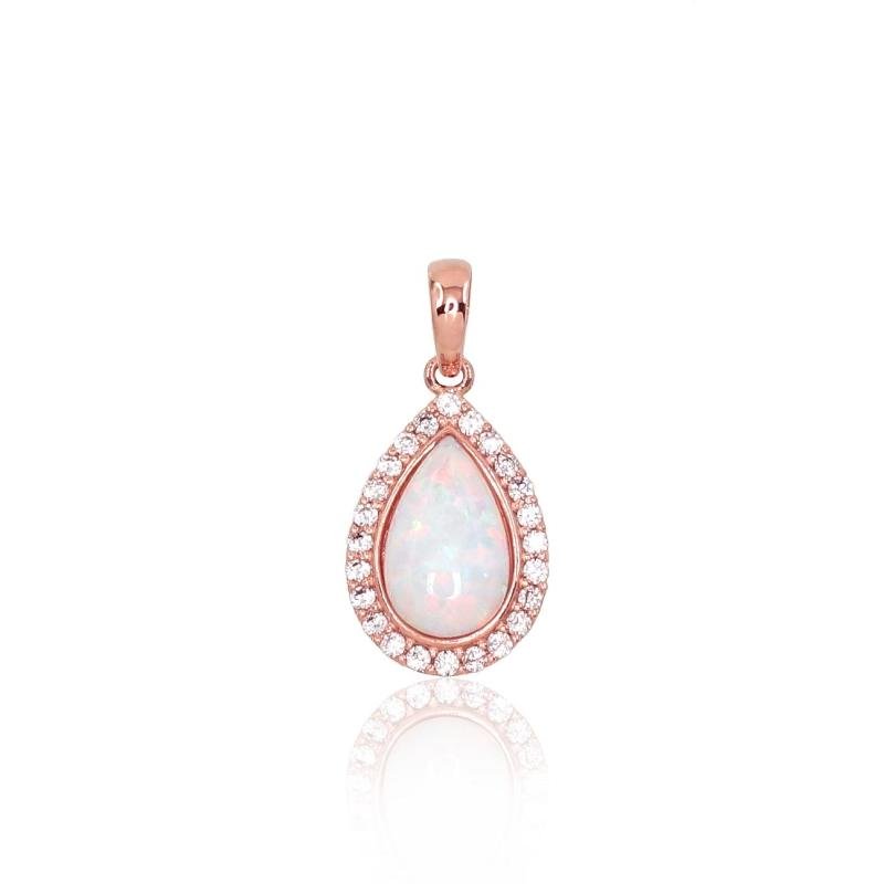 Gold pendant, Red Gold 585°, Zirkons, Opalit