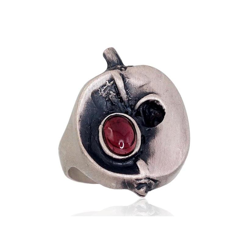 Silver ring, Silver 925°, oxide (Plating), Garnet