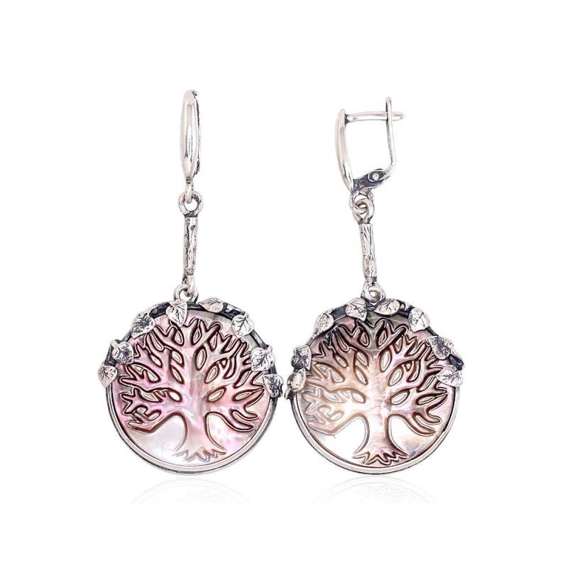 Silver earrings, Silver 925°, oxide (Plating), Mother-of-pearl