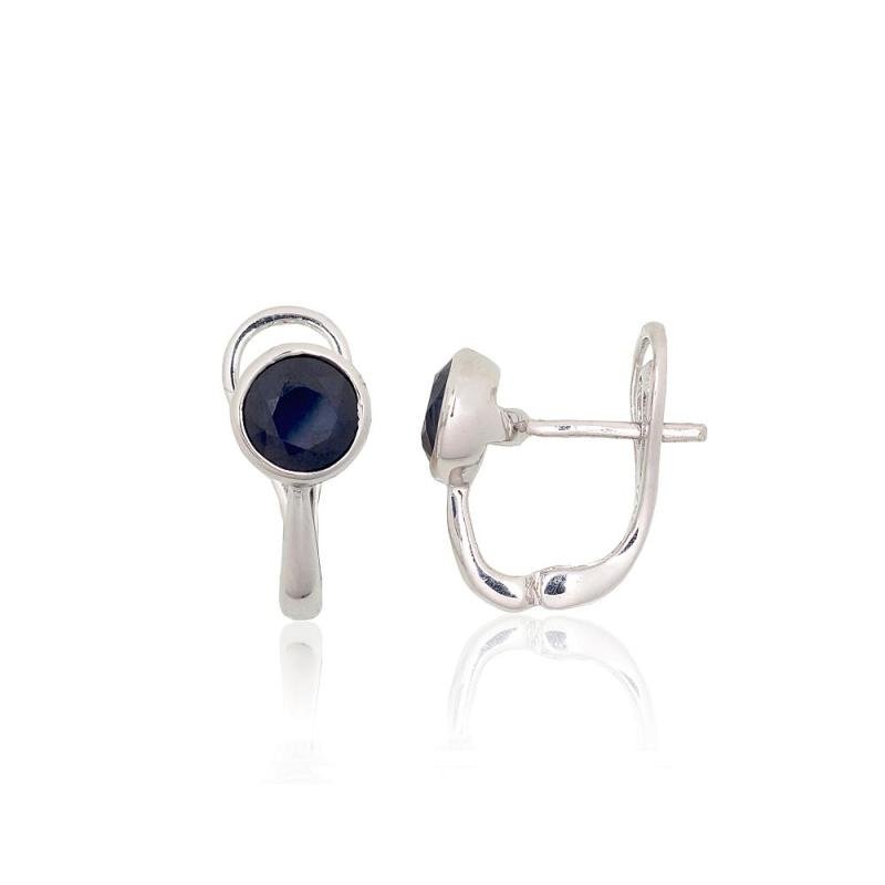 Silver earrings, Silver 925°, Rhodium (Plating), Sapphire