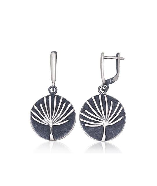 Silver earrings with 'english' lock, Silver 925°, oxide (Plating)