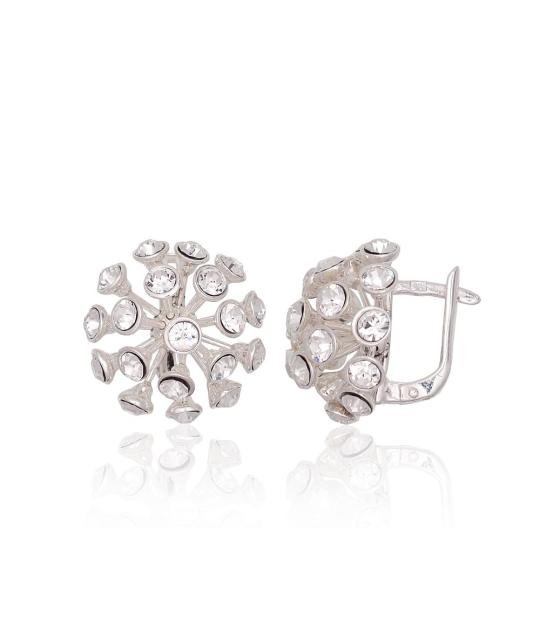Silver earrings with 'english' lock, Silver 925°, Crystals