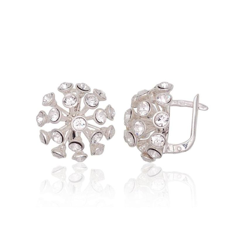 Silver earrings with 'english' lock, Silver 925°, Crystals