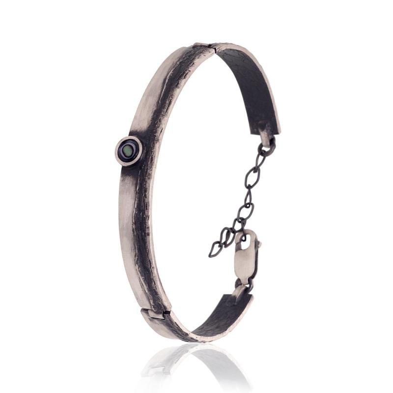 Silver bracelet, Silver 925°, oxide (Plating), Mother-of-pearl