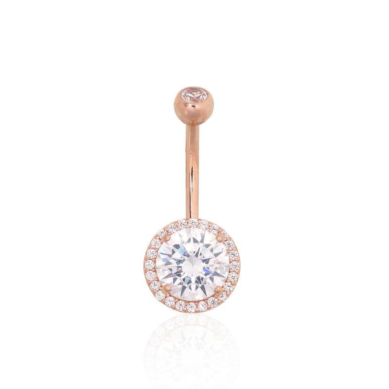 Auksinių auskarų vėrimas į bambą, Raudonas Auksas 585°, Cirkonai