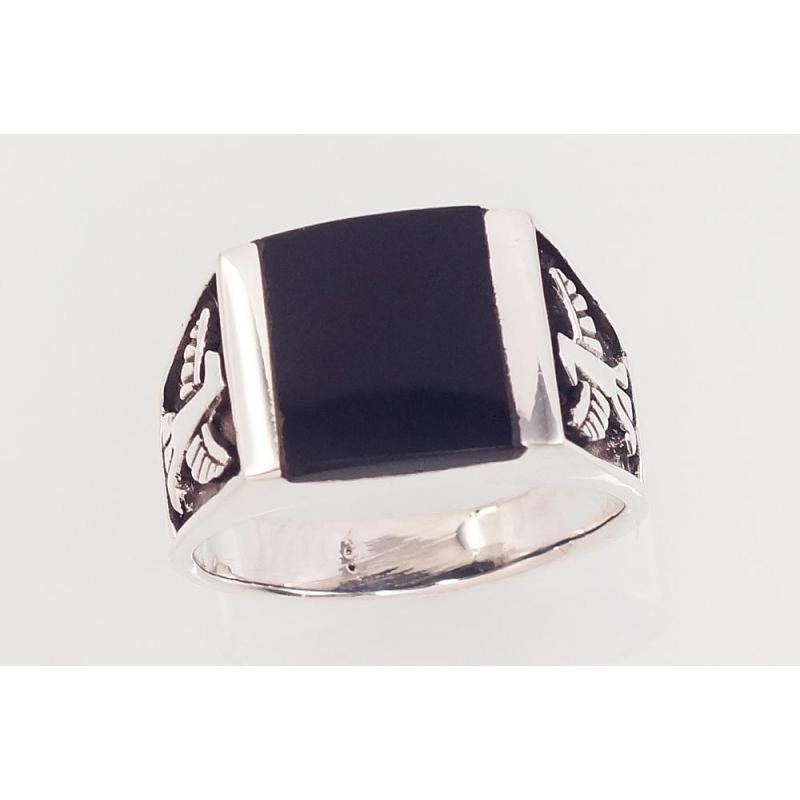 Silver ring, Silver 925°, oxide (Plating), Onix