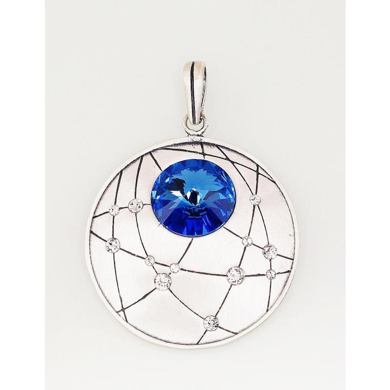 Серебряный кулон, Серебро 925°, оксид (покрытие), Кристаллы