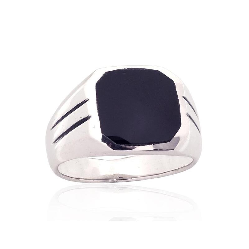 Silver ring, Silver 925°, oxide (Plating), Onix