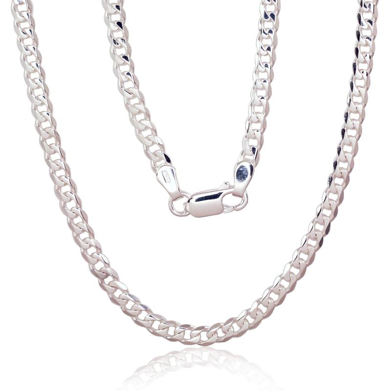 Silver chain Curb 4 mm, diamond cut, Silver 925°