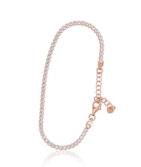 Серебряный браслет, Серебро 925°, красное золото (покрытие), Цирконы