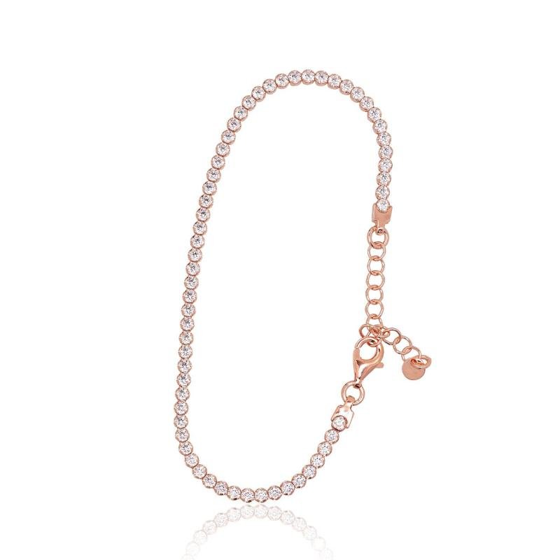 Серебряный браслет, Серебро 925°, красное золото (покрытие), Цирконы