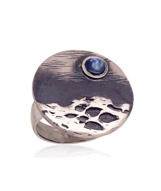 Серебряное кольцо, Серебро 925°, оксид (покрытие), Перламутр